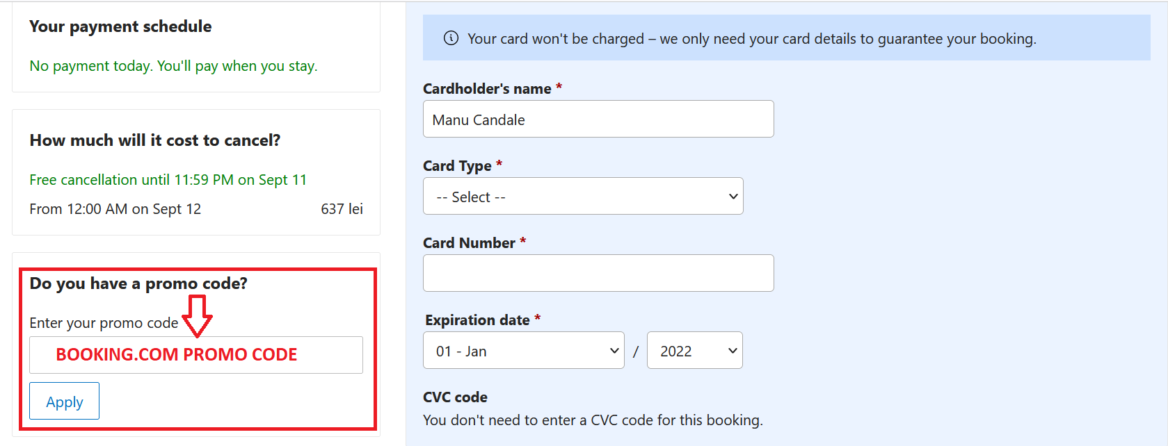How to apply a Booking.com promo code