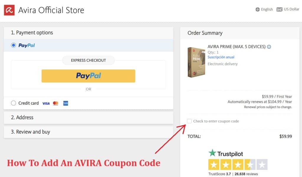 AVIRA クーポン コードを追加する方法