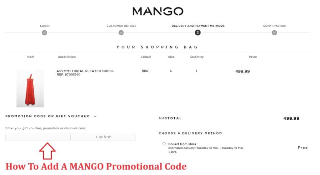 MANGO プロモーション コードを追加する方法