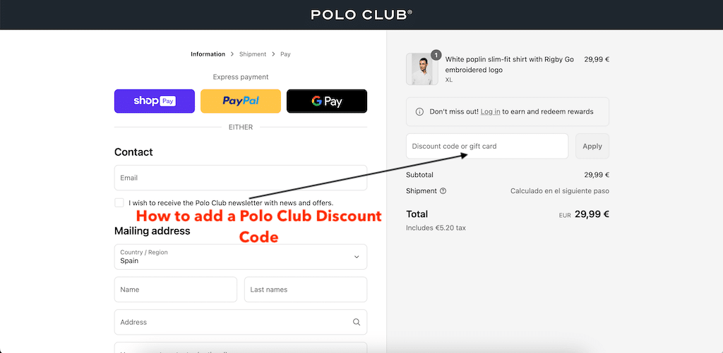 Come utilizzare un codice sconto Polo Club?
