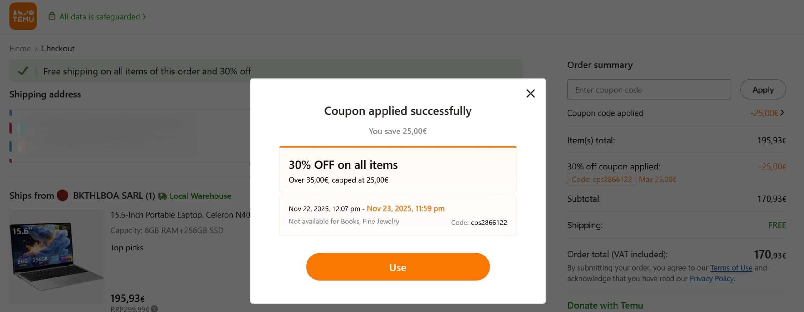 rakenda temu kupongi