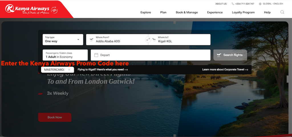 Ako použiť promo kód na Kenya Airways