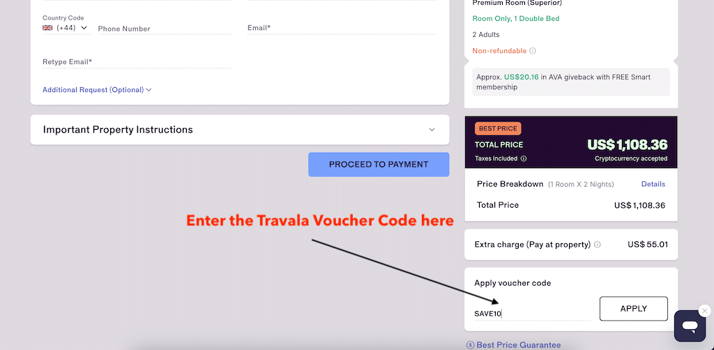 Travala vautšerikoodi lisamine (samm-sammult)