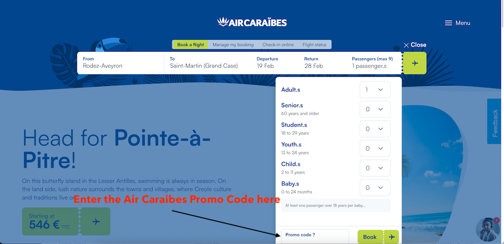 How To Add an AIR CARAIBES Promo Code