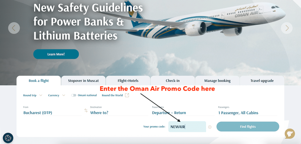 How to Add an Oman Air Promo Code