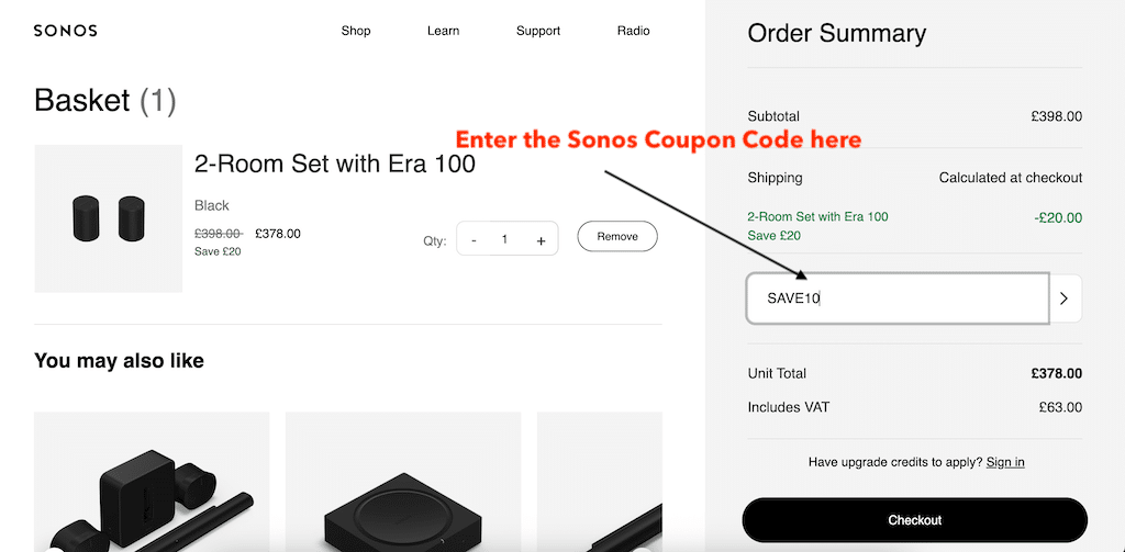 Comment ajouter un code promo Sonos