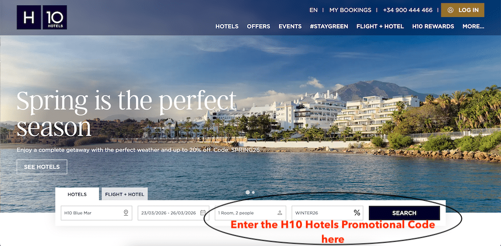 Comment ajouter un code promo H10 Hotels