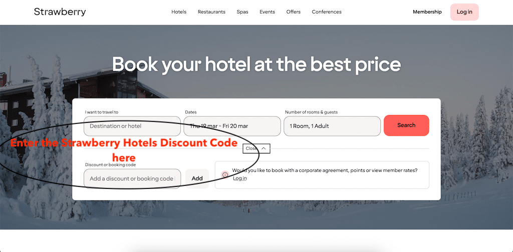 Kako dodati kod za popust za Strawberry Hotels