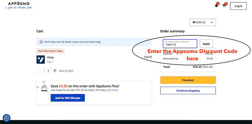 How To Add an AppSumo Coupon Code