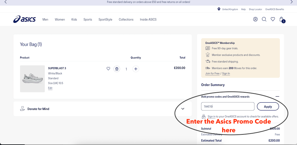 How To Add an ASICS Promo Code