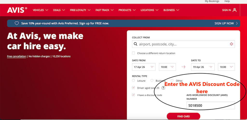Kako dodati AVIS kod za popust