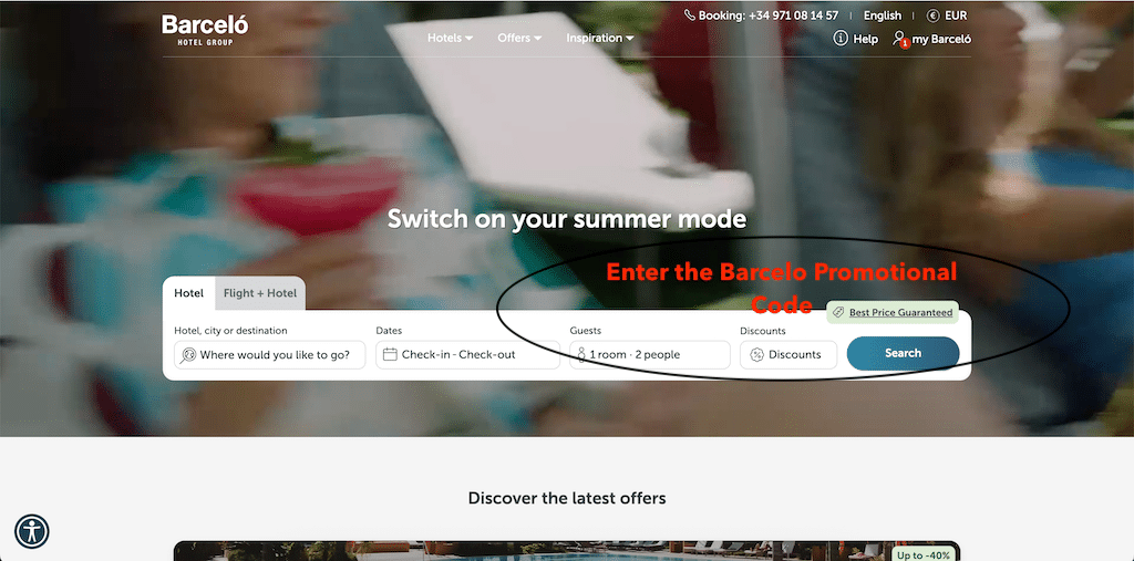 Cómo añadir un código promocional de Barceló Hotels