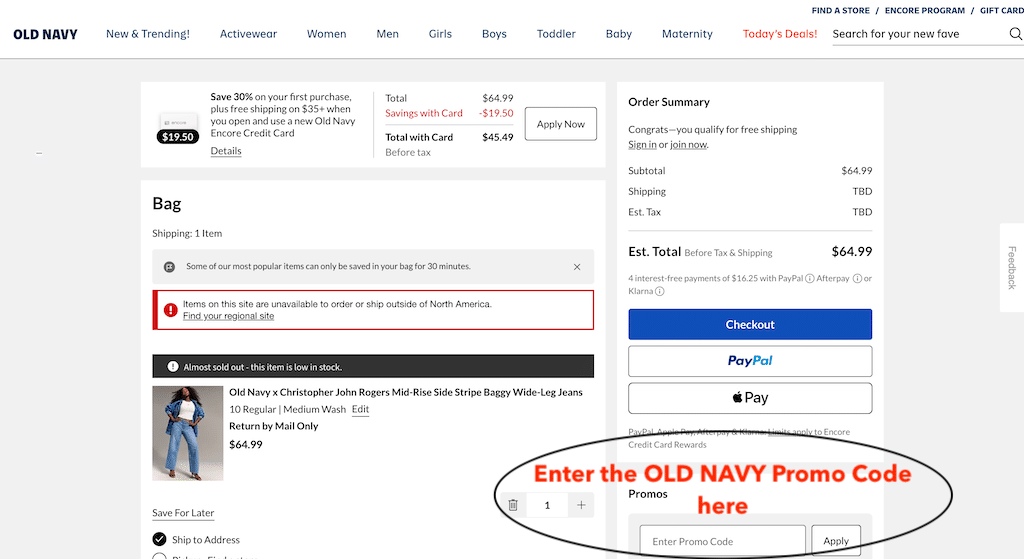 How To Add an OLD NAVY Promo Code