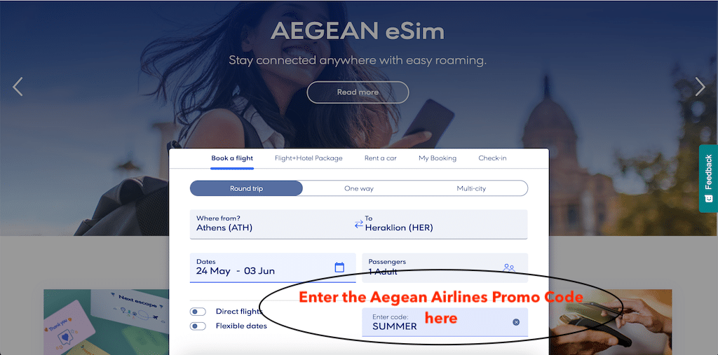 How To Add an Aegean Airlines Promo Code