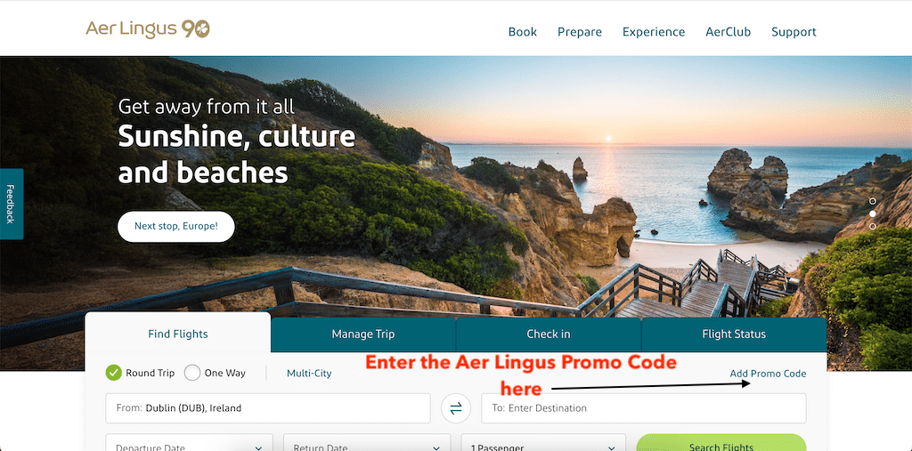 How To Add an Aer Lingus Promo Code